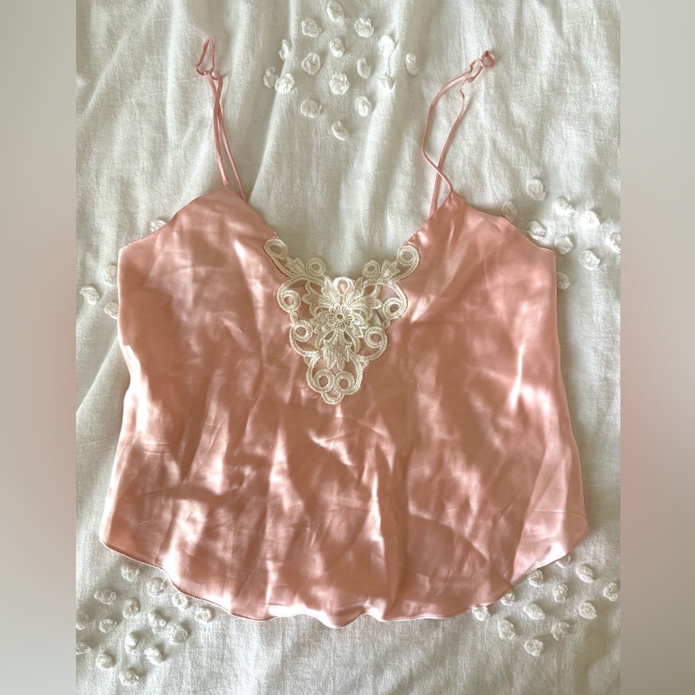 VINTAGE Victoria's Secret Pink Silk Cami Lingere